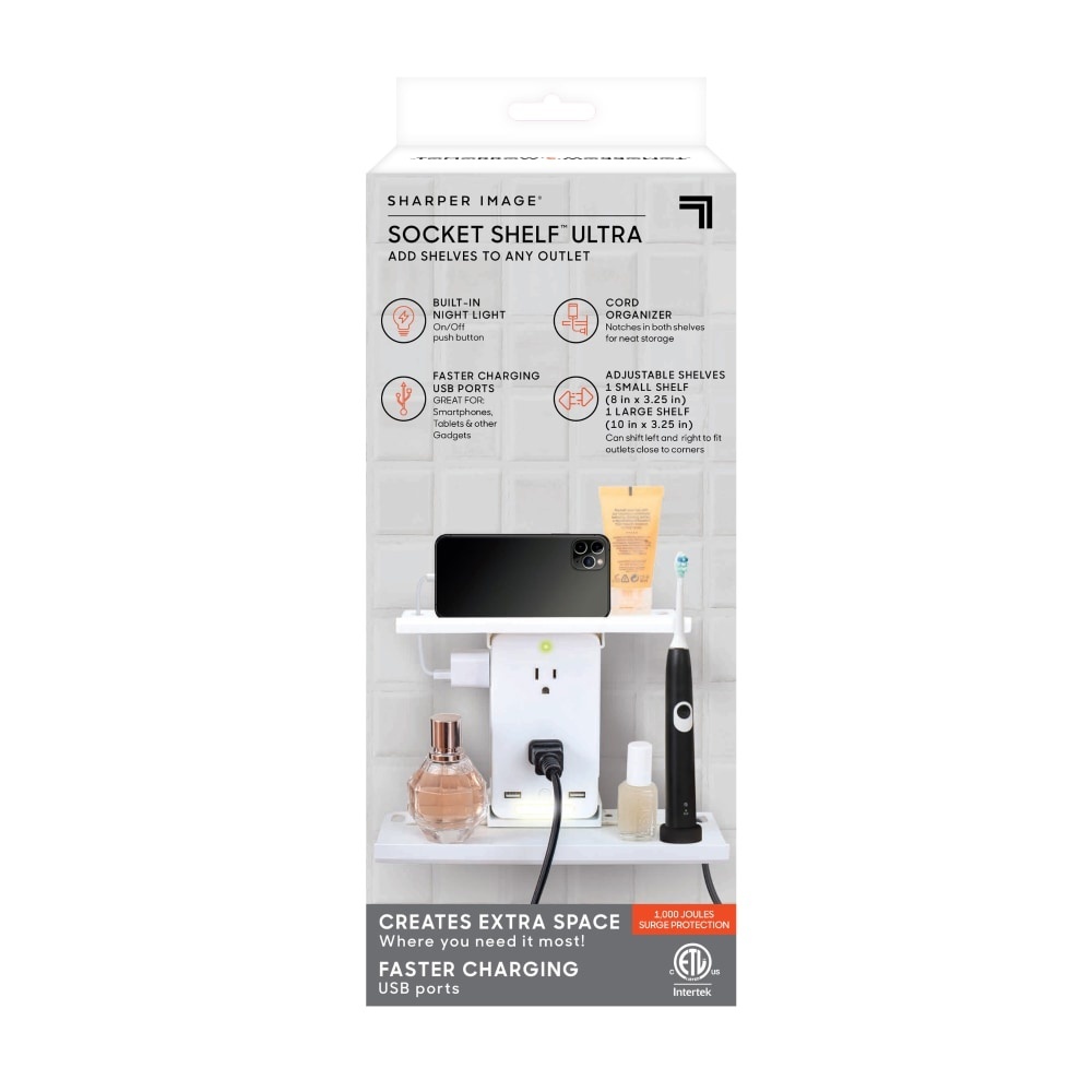 slide 1 of 1, Sharper Image Socket Shelf Ultra Surge Protector - White, 1 ct