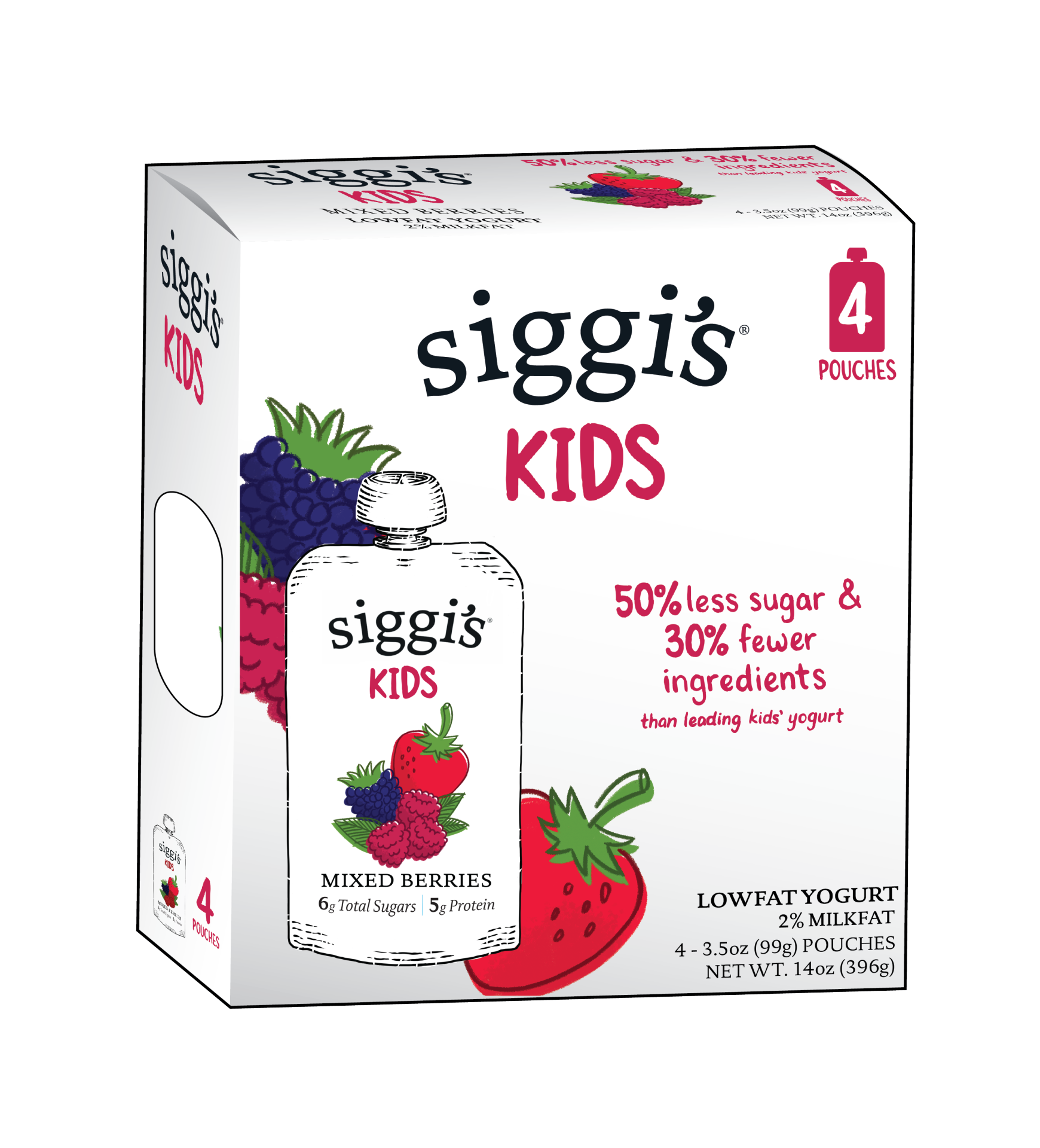 slide 1 of 10, Siggi's Lowfat Yogurt Pouches, Mixed Berries, 3.5 oz., 4 Ct, 3.5 oz; 4 ct