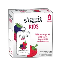 Siggi's siggi’s Mixed Berries Reduced Fat Yogurt Pouches, 3.5 oz, 4 ct Pack