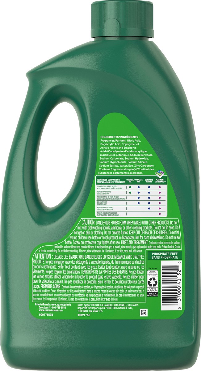 slide 4 of 6, Cascade Gel, Dishwasher Detergent, Fresh Scent, 75 fl oz, 75 oz