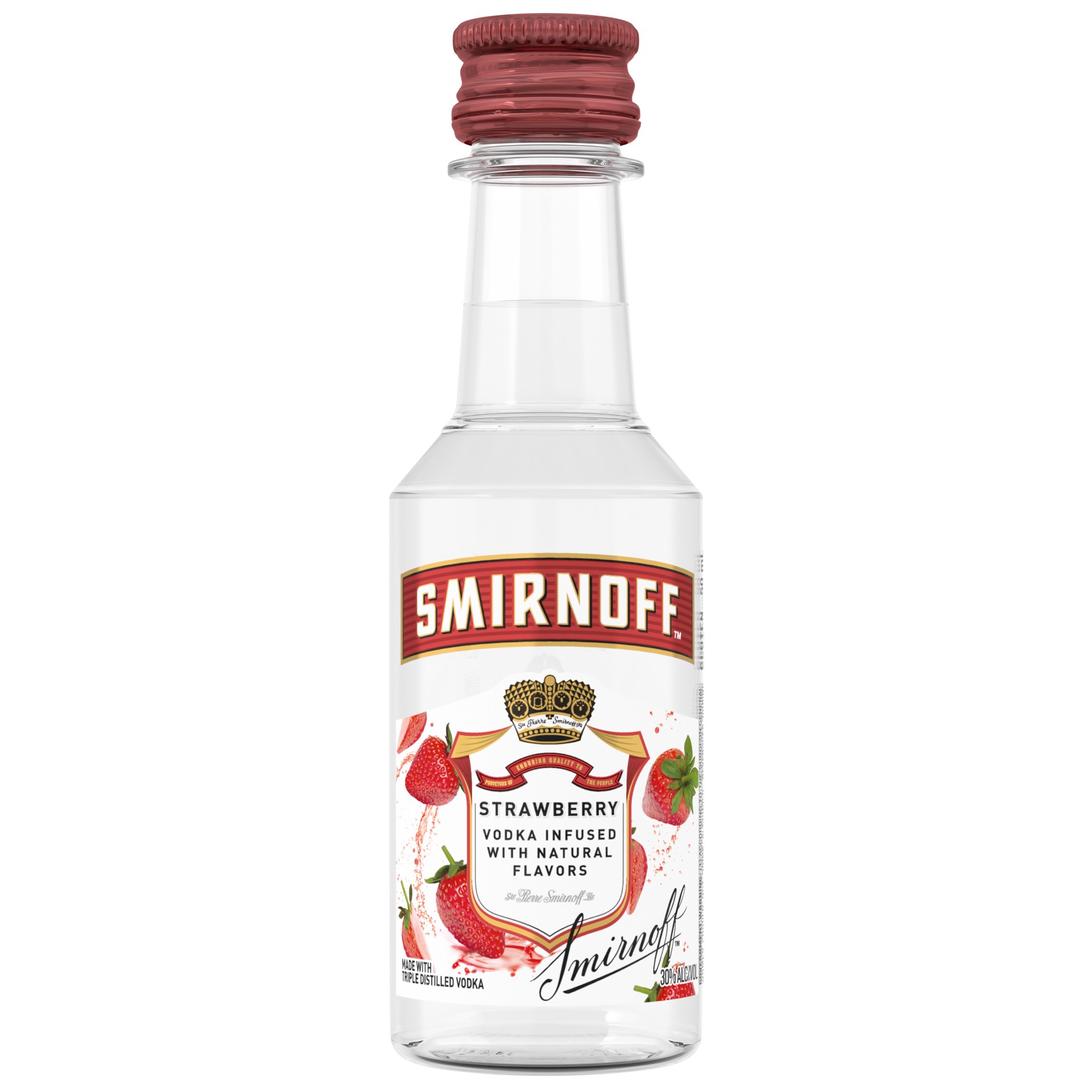 slide 1 of 4, Smirnoff Strawberry (Vodka Infused With Natural Flavors), 50 mL, 50 ml