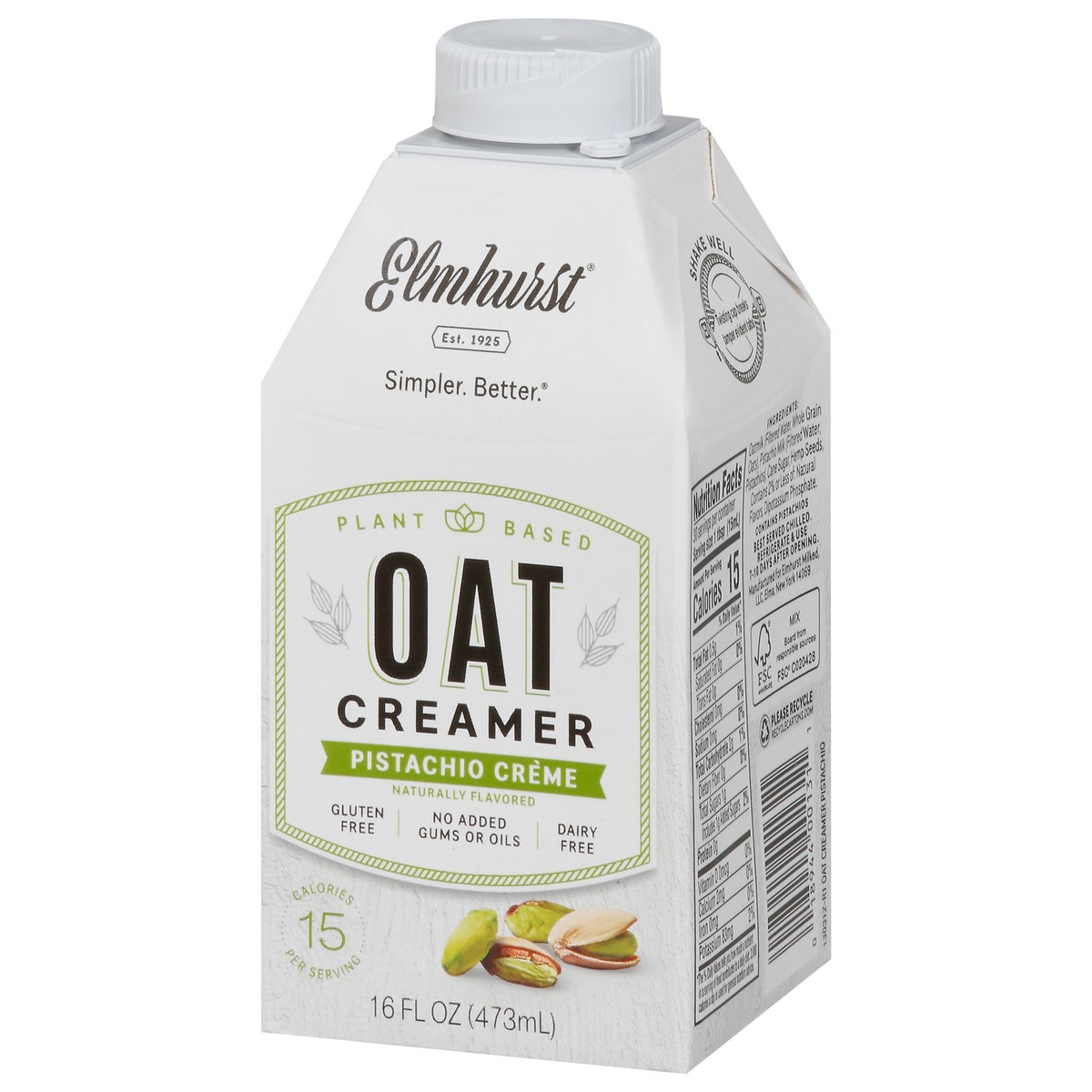slide 5 of 9, Elmhurst Plant Based Pistachio Creme Oat Creamer, 16 fl oz