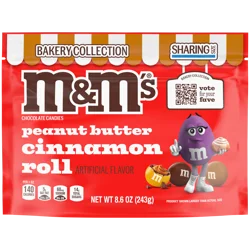 M&M's Peanut Butter Cinnamon Roll Chocolate Candy Sharing Size Bag, 8.60 oz