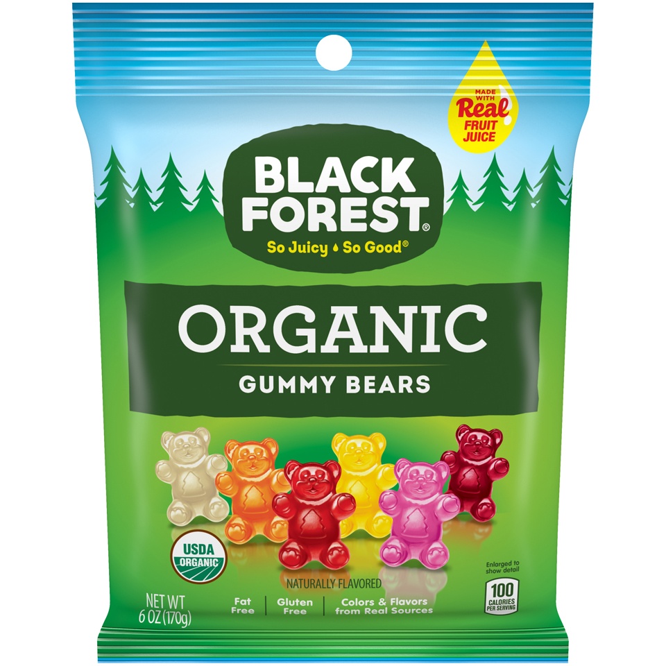 slide 1 of 8, Black Forest Organic Gummy Bears, 6 oz