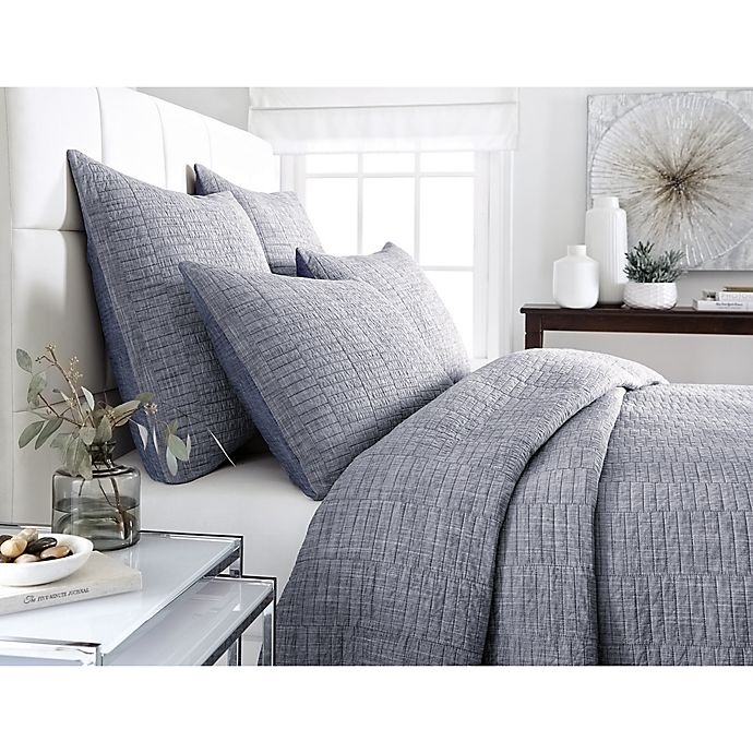 slide 2 of 3, Real Simple Dune Chambray Reversible Twin Coverlet - Blue, 1 ct