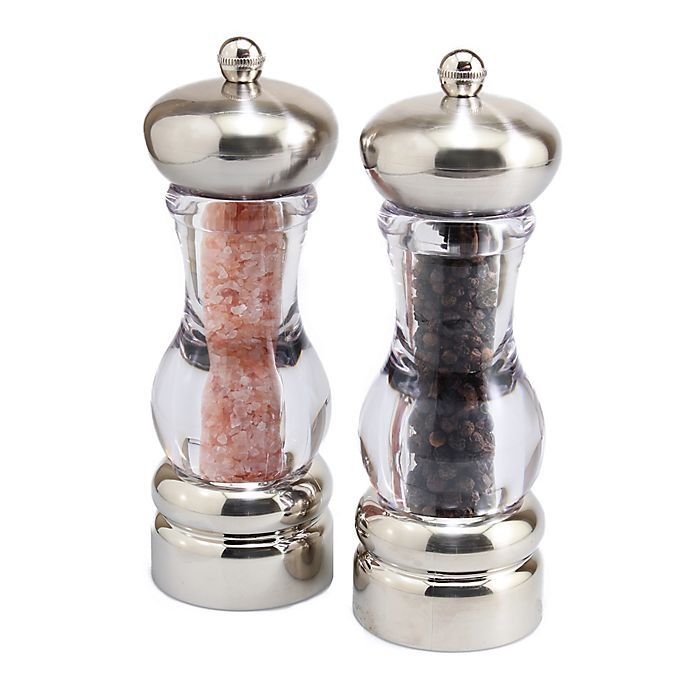 slide 1 of 1, Olde Thompson Reina Salt and Pepper Mill Set - Stainless Steel, 1 ct