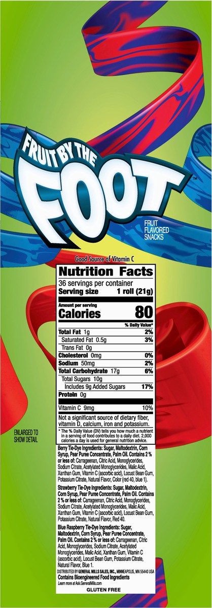 slide 9 of 9, Fruit by the Foot Betty Crocker Fruit By The Foot Strawberry/Berry Tie-Dye/Color By The Foot, 36 ct, 27 oz, 36 ct