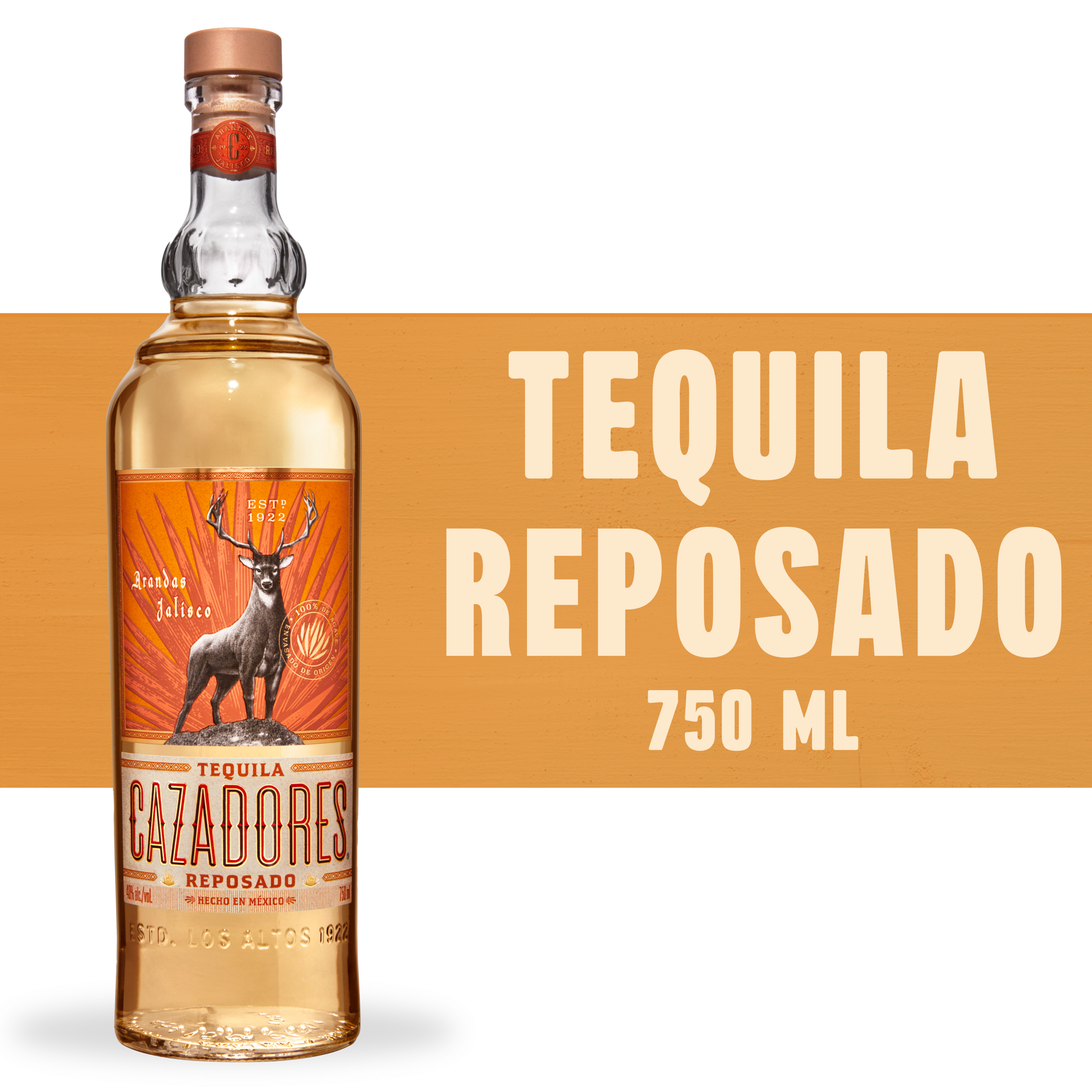 slide 5 of 5, Cazadores Tequila Cazadores Reposado 40% 75Cl/750Ml, 750 ml