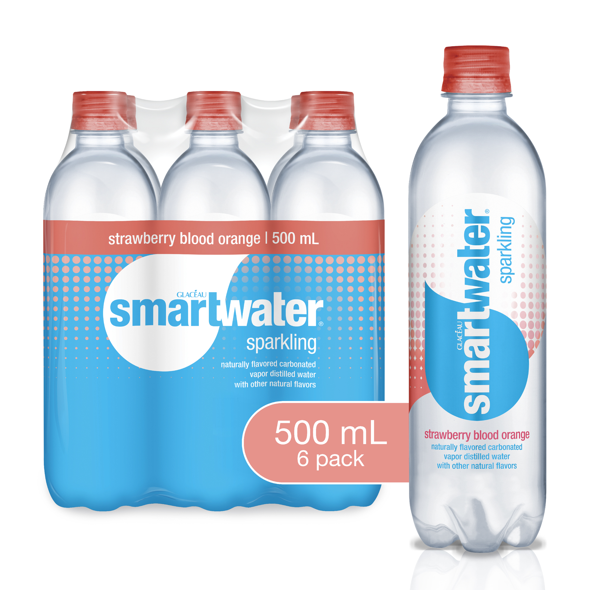 slide 1 of 4, smartwater sparkling strawberry blood orange Bottles- 101.40 fl oz, 101.4 fl oz