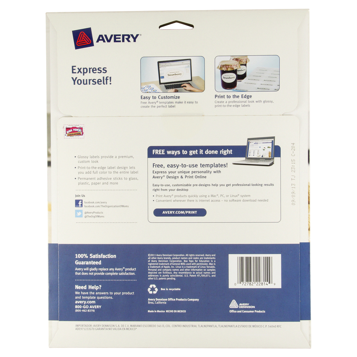 slide 2 of 2, Avery Print-To-The-Edge Glossy White Oval Labels, 90 ct