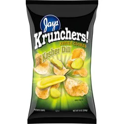 Kruncher's Kettle Cooked Potato Chips, Kosher Dill Flavored Chips, 8 oz Bag
