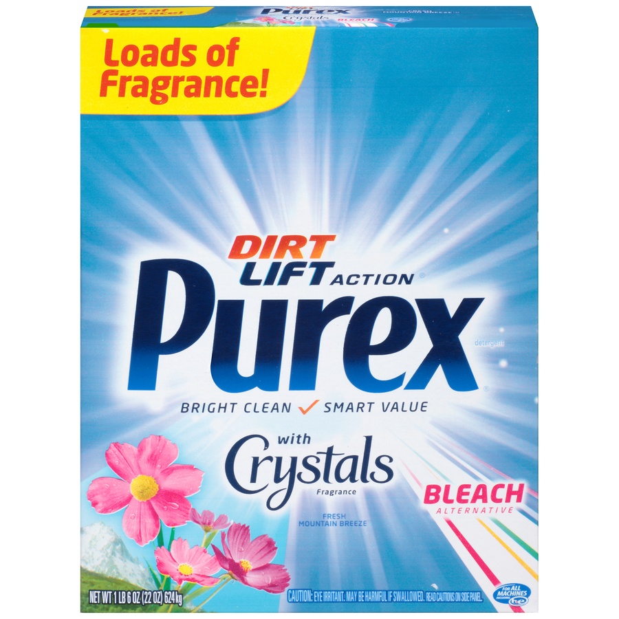 slide 1 of 7, Purex Dirt Lift Action with Crystals Fragrance & Bleach Alternative Fresh Mountain Breeze Laundry Detergent, 1.375 lb