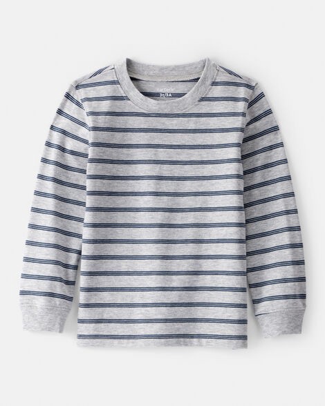 slide 1 of 2, Carter's Toddler Boy Striped Long-Sleeve Tee - Grey Grey 2T, 1 ct