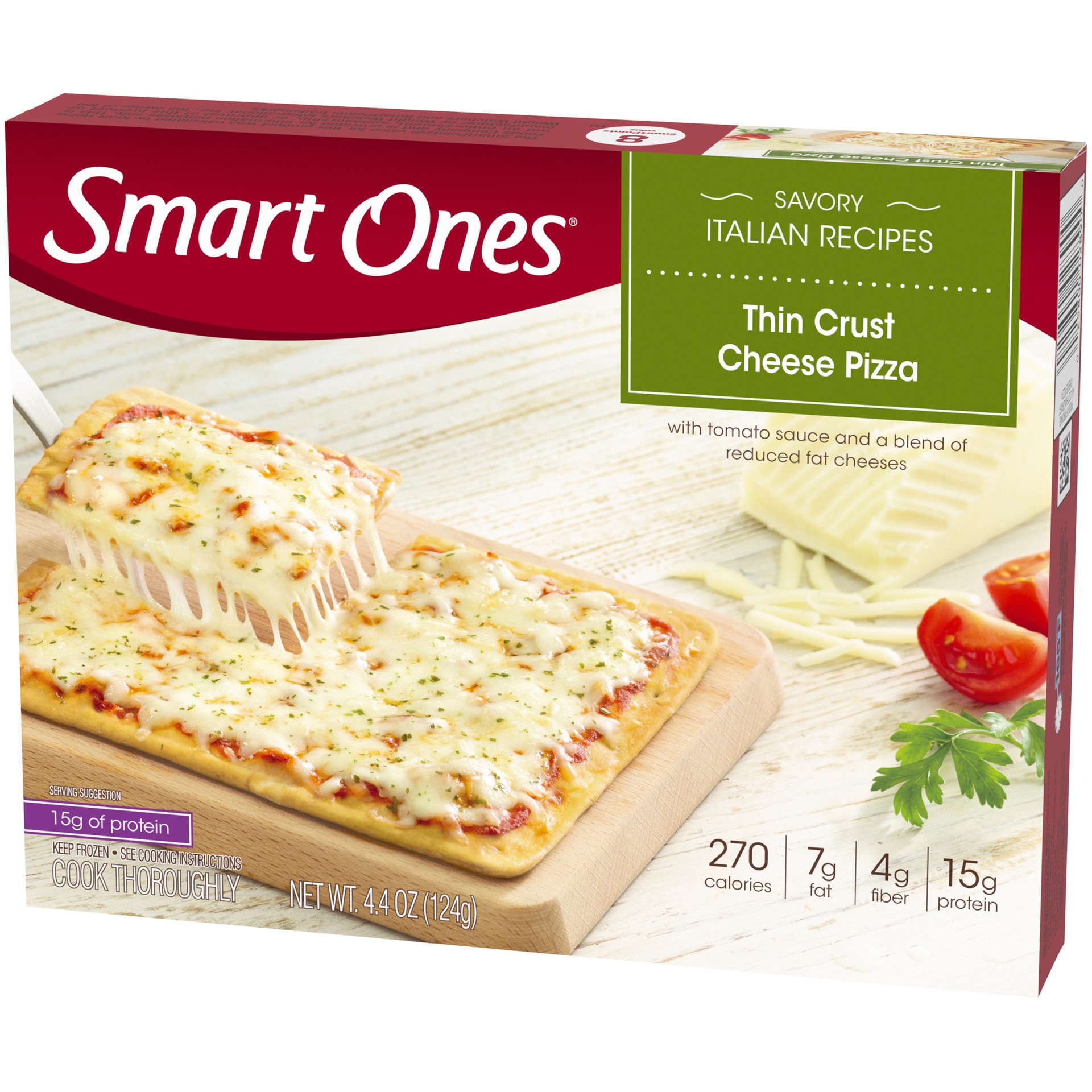 slide 3 of 5, Smart Ones Thin Crust Cheese Pizza Frozen Meal, 4.4 oz Box, 4.4 oz