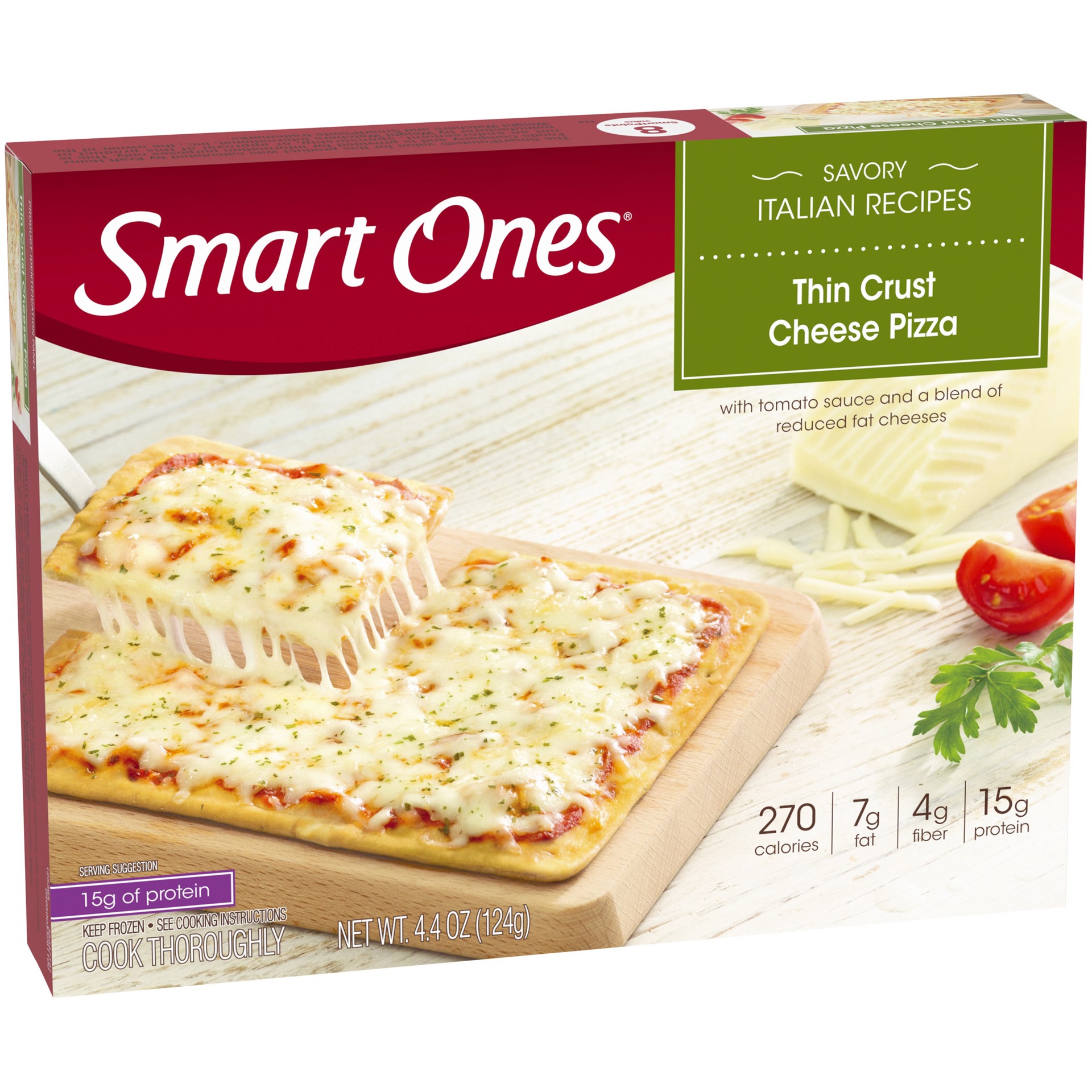 slide 4 of 5, Smart Ones Thin Crust Cheese Pizza Frozen Meal, 4.4 oz Box, 4.4 oz