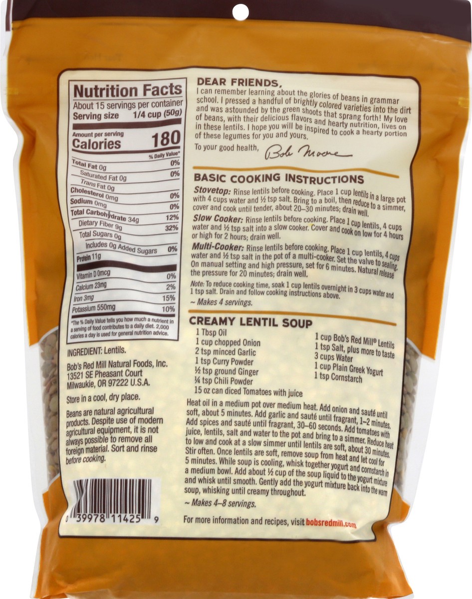slide 11 of 11, Bob's Red Mill Brown Lentil Beans, 27 oz
