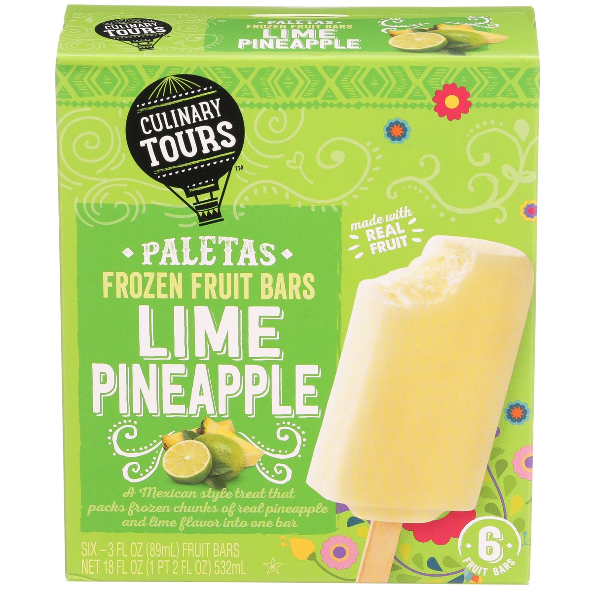 slide 1 of 9, Culinary Tours Lime Pineapple Paletas Frozen Fruit Bars, 6 ct