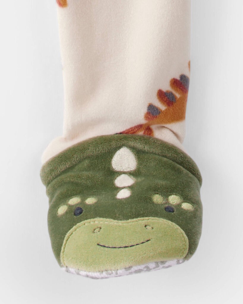 slide 3 of 4, Carter's Baby Boy Dinosaur Print Snug Fit Long-Sleeve 2-Way Zip 1-Piece Pajamas - Tan Tan 24M, 1 ct