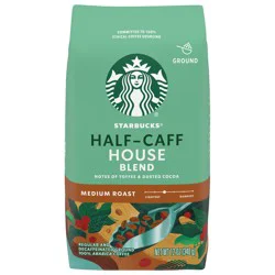 Starbucks K-Cup Pods Medium Roast Ground Half-Caff House Blend Coffee 12 oz
