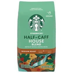 Starbucks K-Cup Pods Medium Roast Ground Half-Caff House Blend Coffee 12 oz