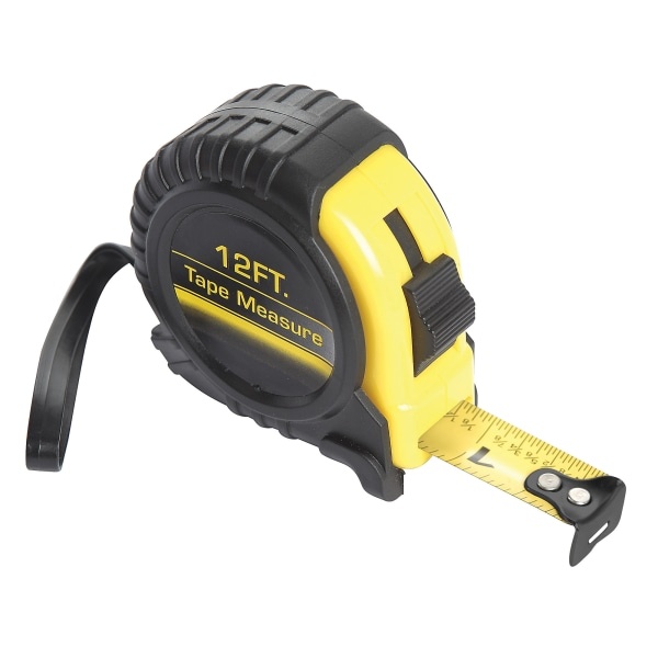 slide 1 of 1, Global Hardlines Measuring Tape, 12', Black/Yellow, 1 ct