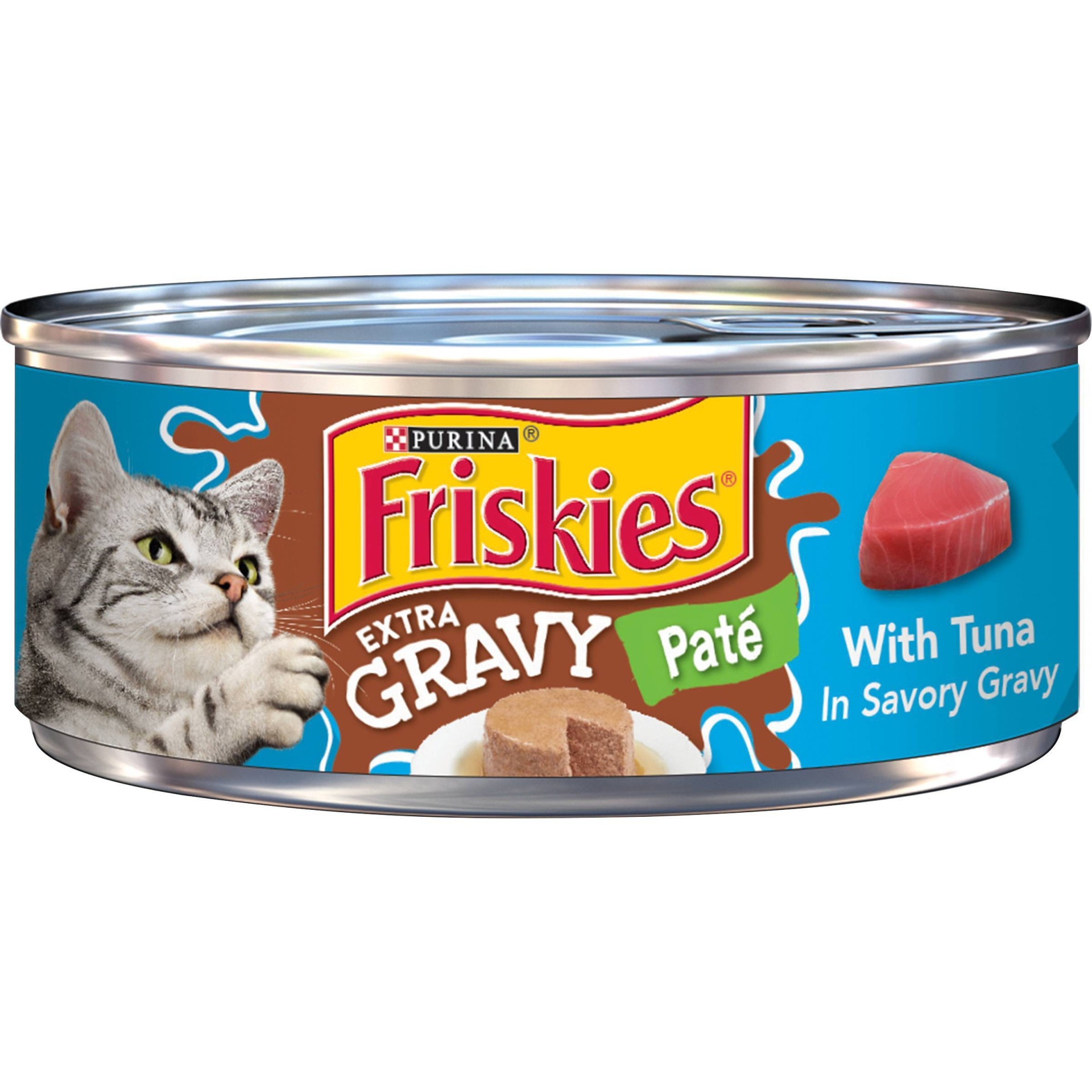 slide 1 of 1, Friskies Extra Gravy Pate with Tuna in Savory Gravy Adult Wet Cat Food, 5.5 oz
