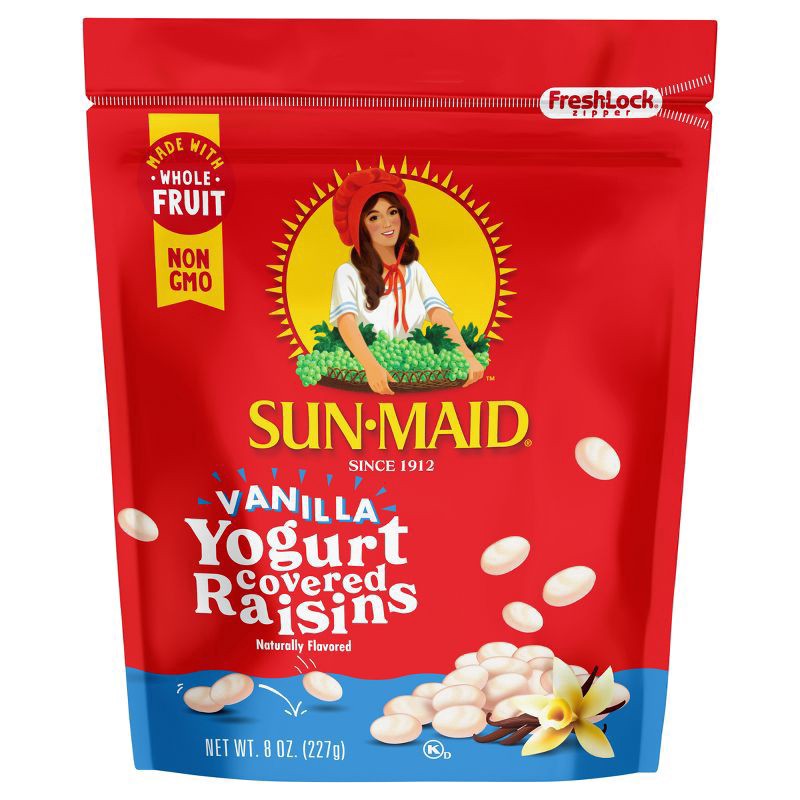 slide 1 of 5, Sun-Maid Vanilla Yogurt Covered Raisins Resealable Bag - 8oz, 8 oz