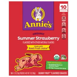 Annie's Organic Bunny Fruit Flavored Snacks, Summer Strawberry, Gluten Free, 10 Pouches, 7 oz