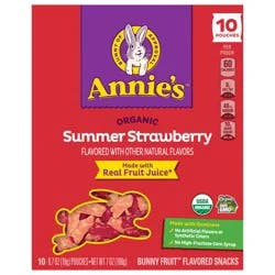 Annie's Organic Bunny Fruit Flavored Snacks, Summer Strawberry, Gluten Free, 10 Pouches, 7 oz