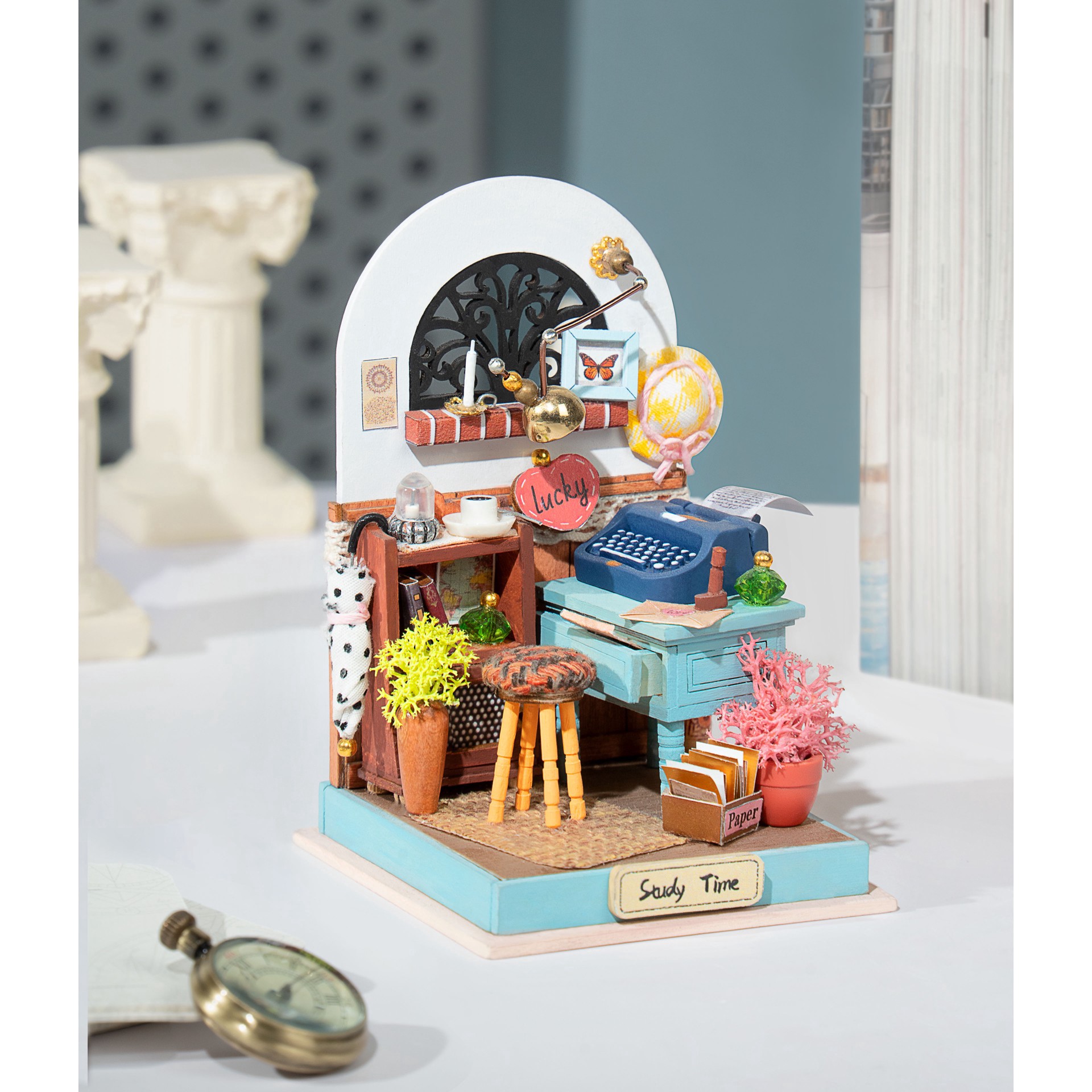 slide 6 of 6, Robotime Rolife Record Mood Diy Miniature Kit, 4.13 in x 2.76 in x 2.76 in