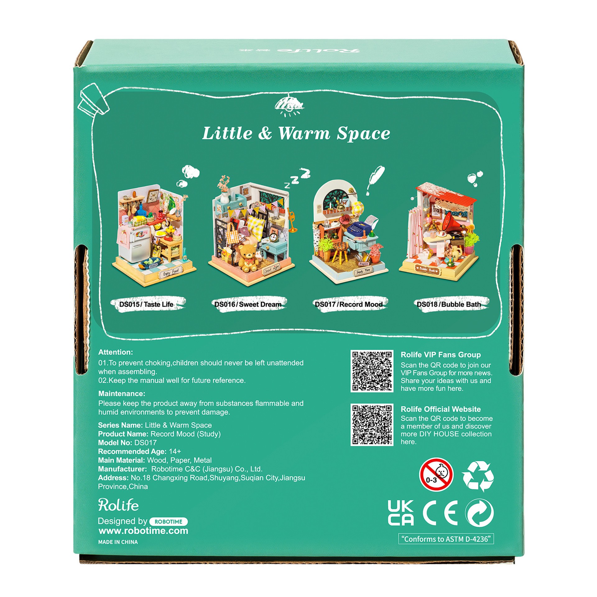 slide 5 of 6, Robotime Rolife Record Mood Diy Miniature Kit, 4.13 in x 2.76 in x 2.76 in