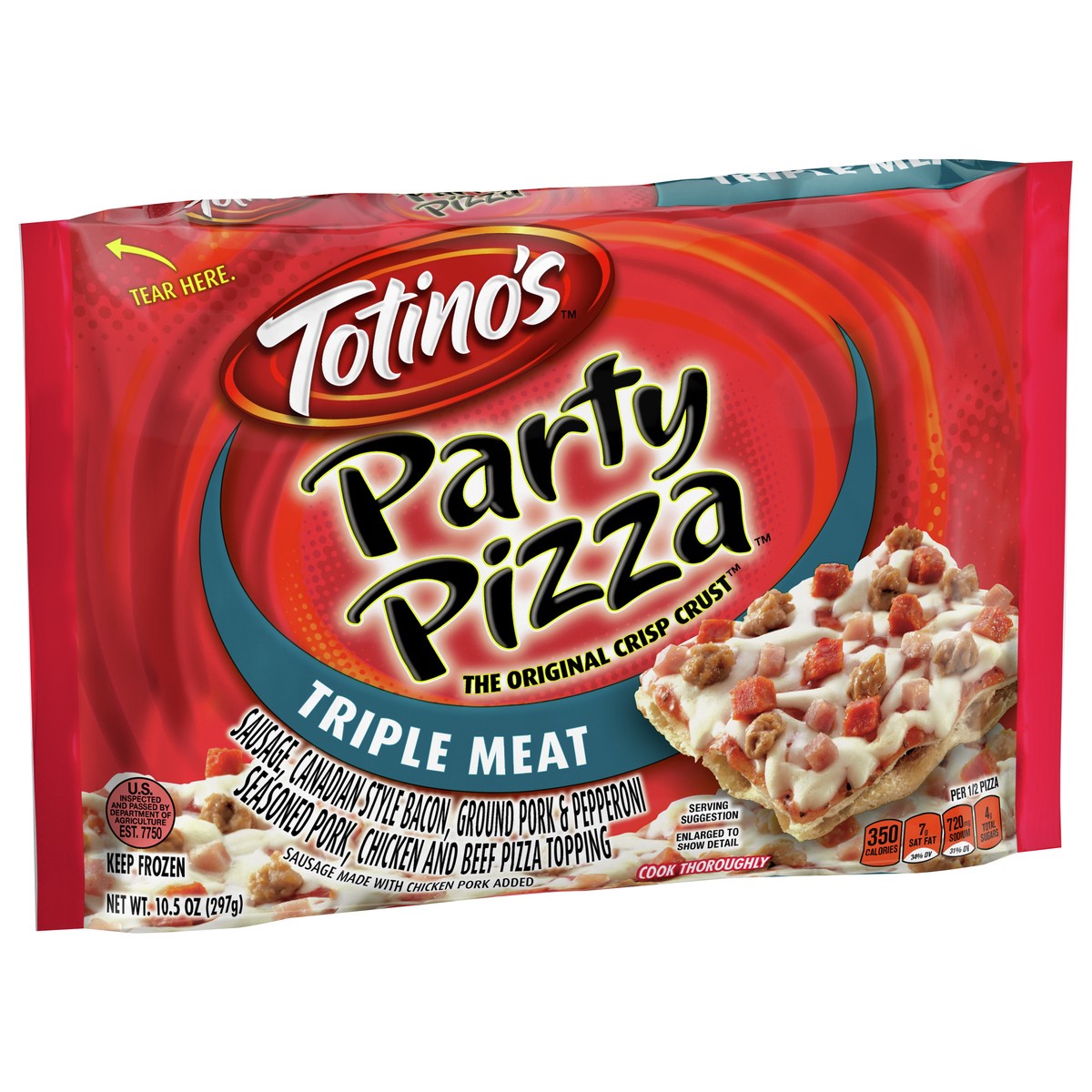 slide 4 of 9, Totino's Triple Meat Party Frozen Pizza - 10.5oz, 10.5 oz