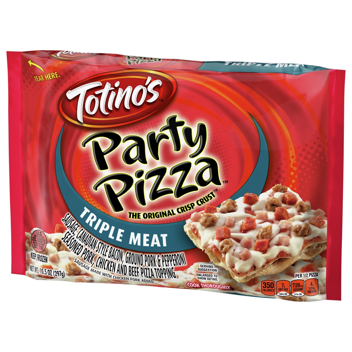 slide 5 of 9, Totino's Triple Meat Party Frozen Pizza - 10.5oz, 10.5 oz
