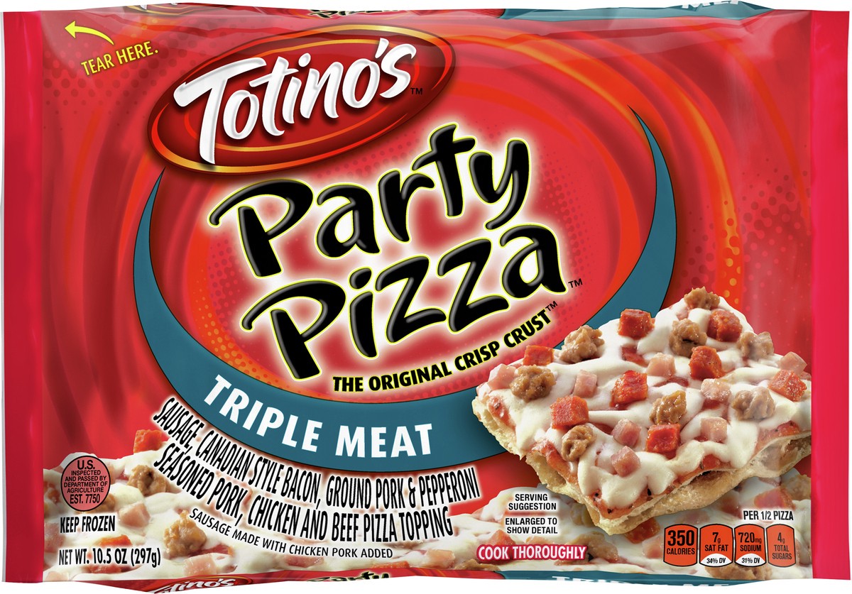 slide 3 of 9, Totino's Triple Meat Party Frozen Pizza - 10.5oz, 10.5 oz