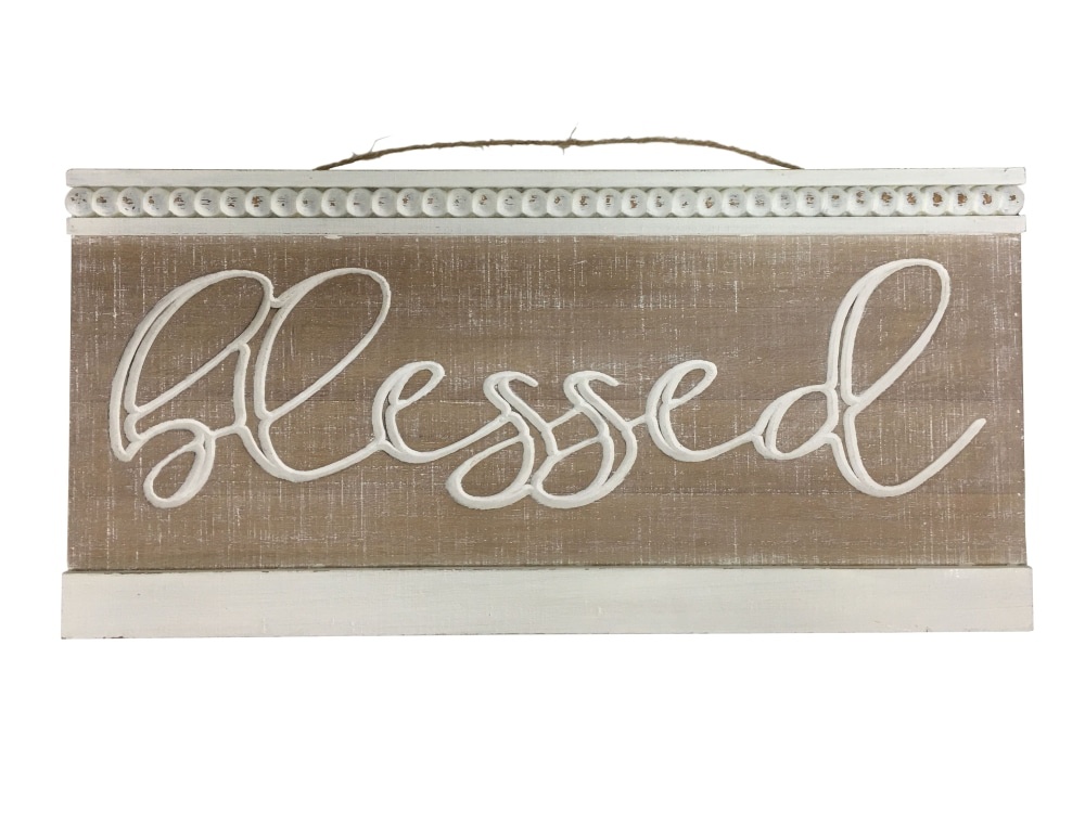 slide 1 of 1, Holiday Home Blessed Wood Sign, 24 in