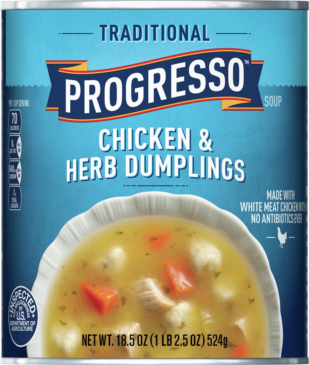 slide 2 of 9, Progresso Traditional, Chicken & Herb Dumplings Canned Soup, 18.5 oz., 18.5 oz