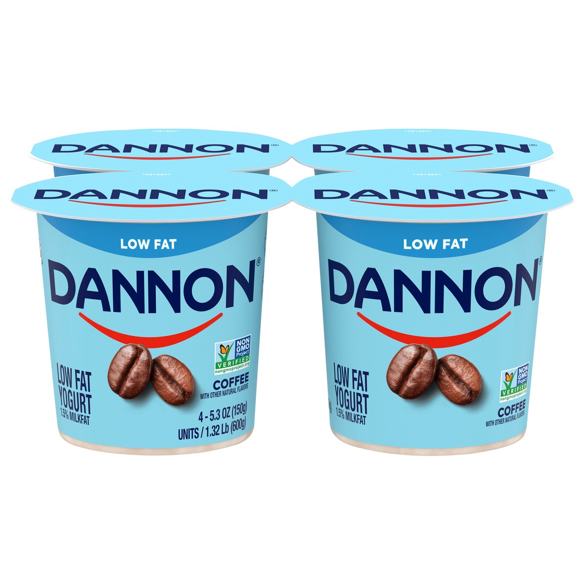 slide 1 of 5, Dannon Coffee Low Fat Yogurt Pack, 4 Ct, 5.3 OZ Containers, 5.3 oz