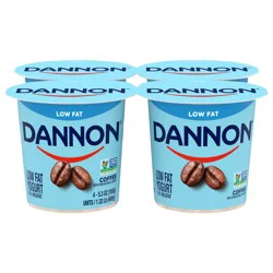 Dannon Coffee Low Fat Yogurt Pack, 4 Ct, 5.3 OZ Containers