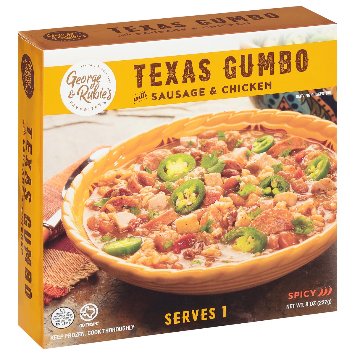 slide 9 of 9, George & Rubie's Favorites Spicy Texas Gumbo with Sausage and Chicken 8 oz, 8 oz