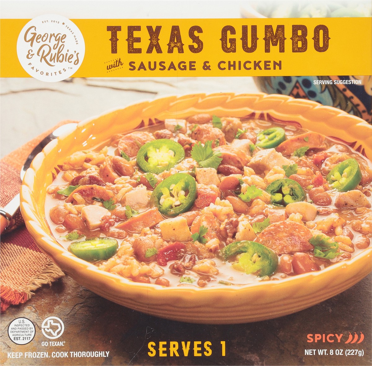 slide 8 of 9, George & Rubie's Favorites Spicy Texas Gumbo with Sausage and Chicken 8 oz, 8 oz