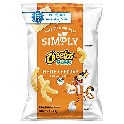 slide 1 of 1, Simply Cheetos White Cheddar Puffs, 2.5 oz