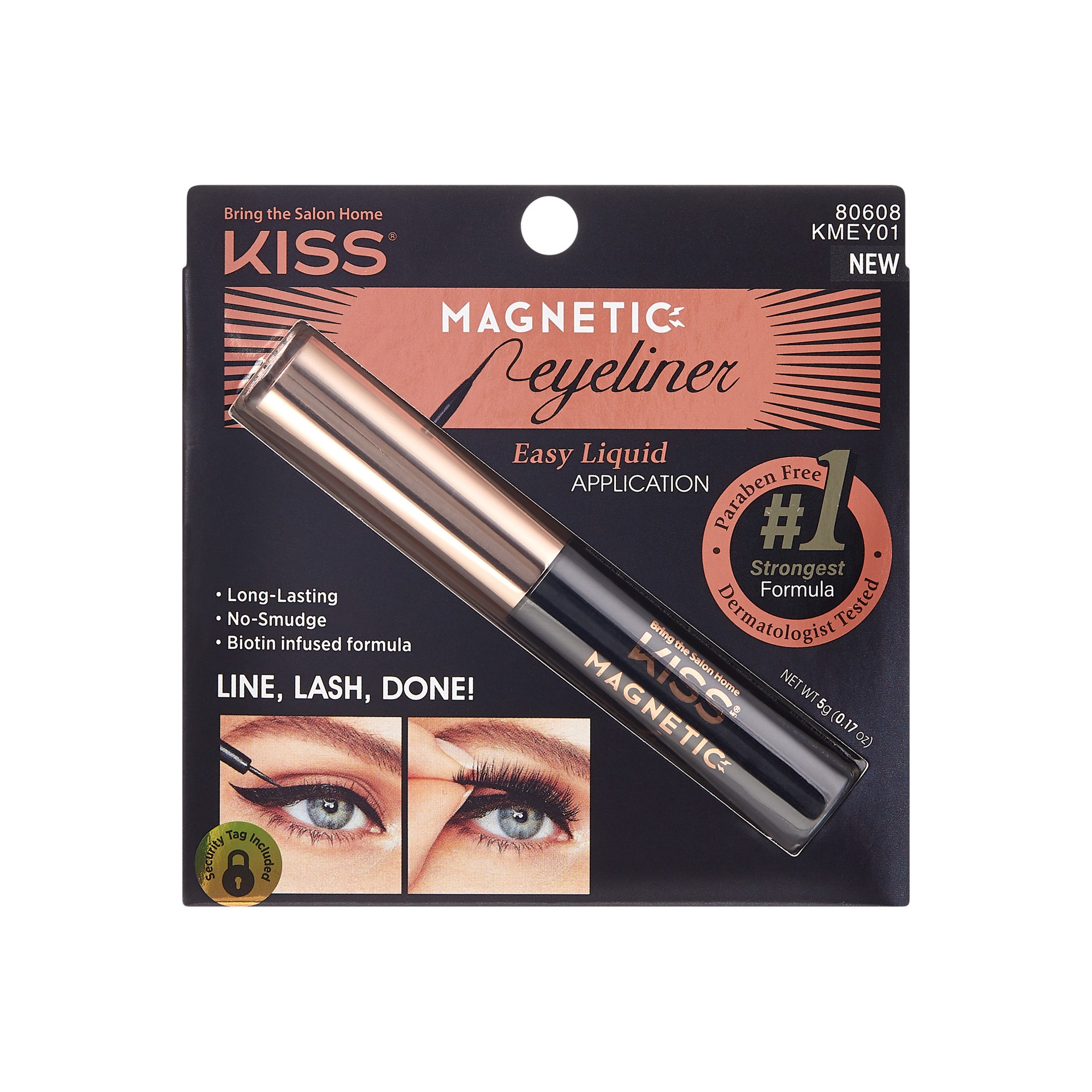 slide 1 of 5, KISS Biotin Infused Magnetic Eyeliner, Black, 0.16 oz., 0.16 oz