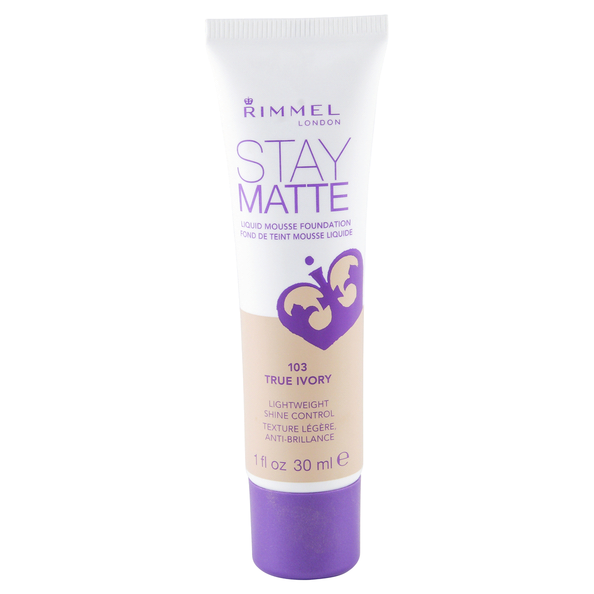 slide 1 of 2, Rimmel Stay Matte Liquid Mousse Foundation -103 True Ivory, 1 fl oz