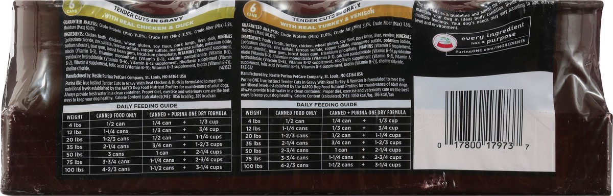 slide 3 of 9, ONE Purina ONE True Instinct Tender Cuts in Gravy With Real Turkey and Venison, and With Real Chicken and Duck High Protein Wet Dog Food Variety Pack, 9.75 lb