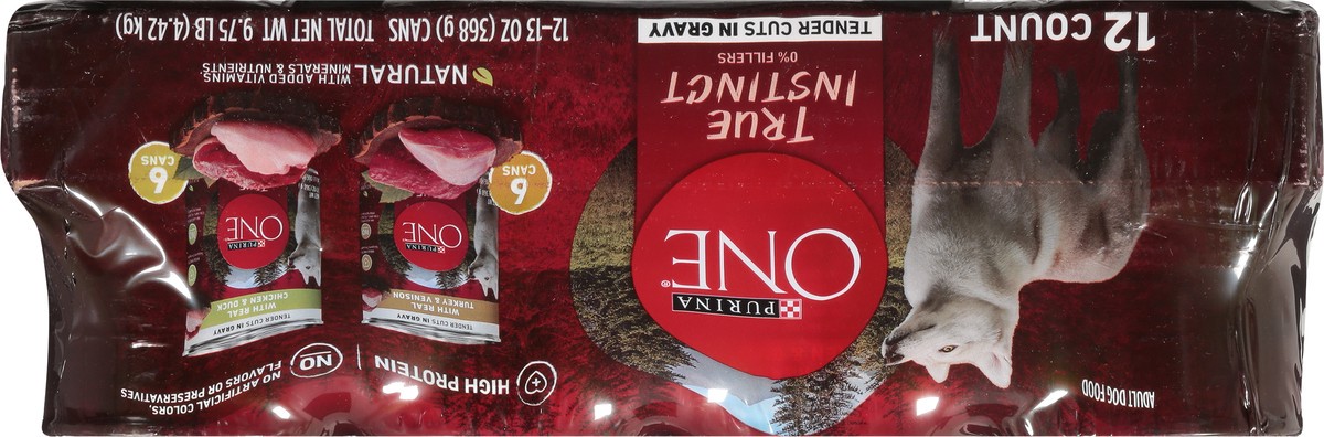 slide 7 of 9, ONE Purina ONE True Instinct Tender Cuts in Gravy With Real Turkey and Venison, and With Real Chicken and Duck High Protein Wet Dog Food Variety Pack, 9.75 lb