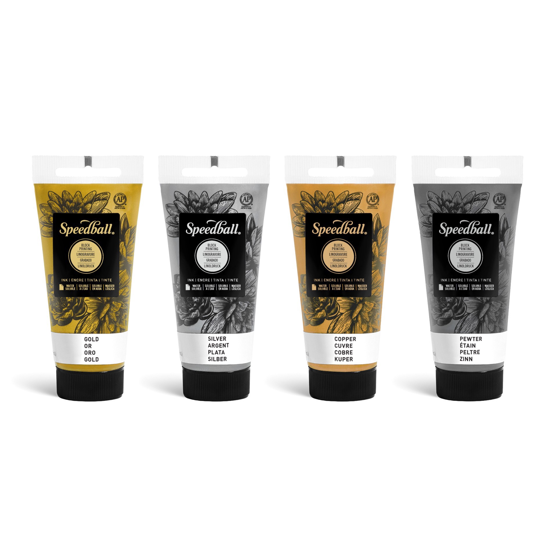 slide 2 of 2, Speedball Block Printing Metallic Ink Set, 1.25 fl oz