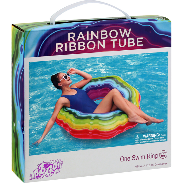 slide 1 of 1, Rainbow H2O Go! Swim Ring, Rainbow Ribbon Tube, 45 in