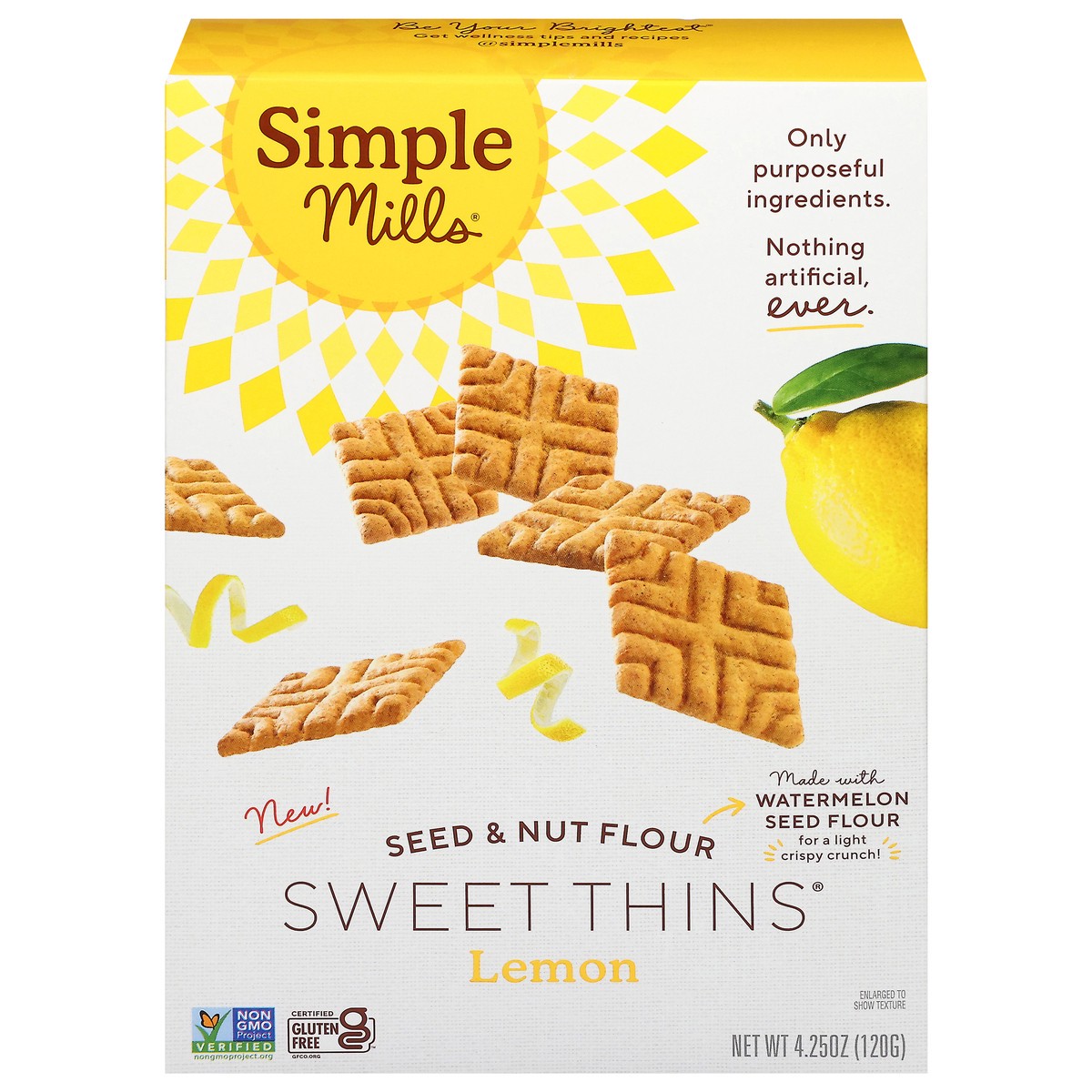 slide 1 of 13, Simple Mills Seed & Nut Flour Lemon Sweet Thins 4.25 oz, 4.25 oz