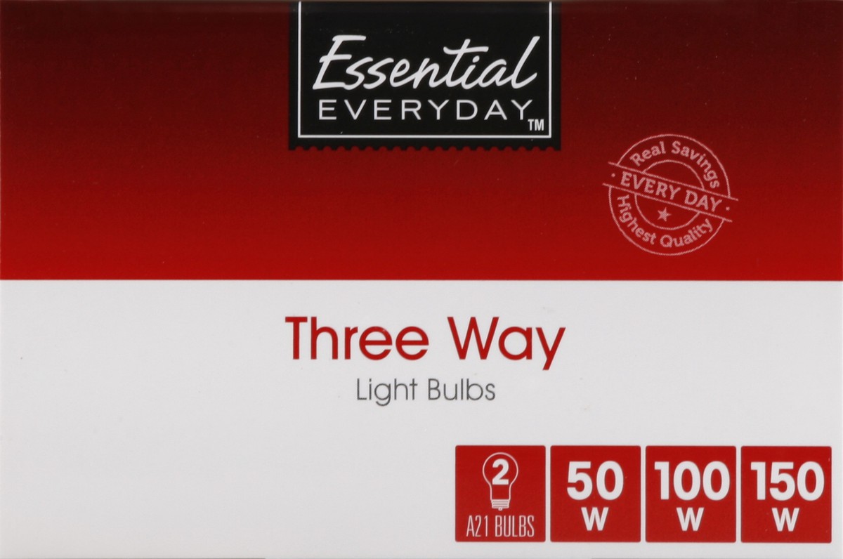 slide 2 of 4, Essential Everyday Light Bulbs, Three Way, 2 ct