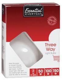 slide 1 of 4, Essential Everyday Light Bulbs, Three Way, 2 ct